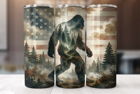 Bigfoot Forest American Flag Tumbler PNG Review