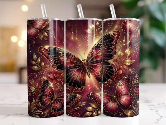 Burgundy Gold Butterfly Tumbler Wrap: A Designer's Review