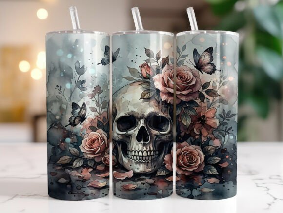 Floral Skull Watercolor Gothic Tumbler Review