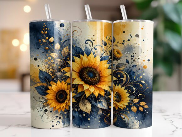 Navy Gold Sunflower 20oz Tumbler Wrap: A Designer's Review