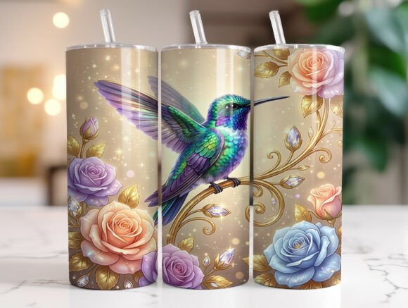 Review: Colorful Hummingbird Rose Floral Tumbler Design