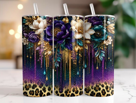 Review: Floral Glitter Drip Leopard Tumbler Wrap for Embroidery