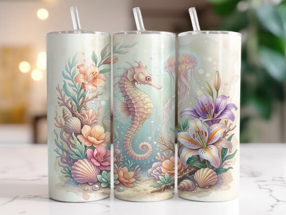 Review: Floral Seahorse Ocean 20OZ Tumbler Wrap Design