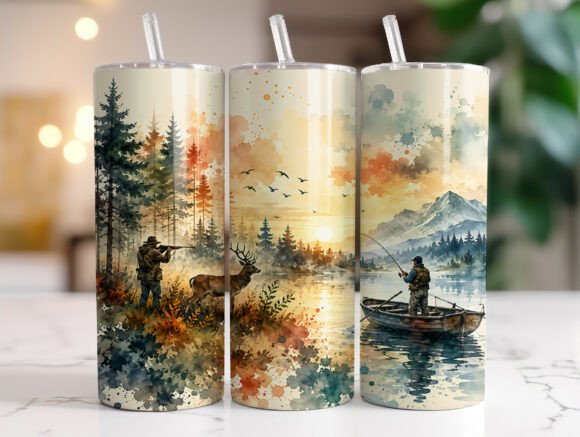 Review: Watercolor Hunting Fishing Tumbler Wraps for Embroidery
